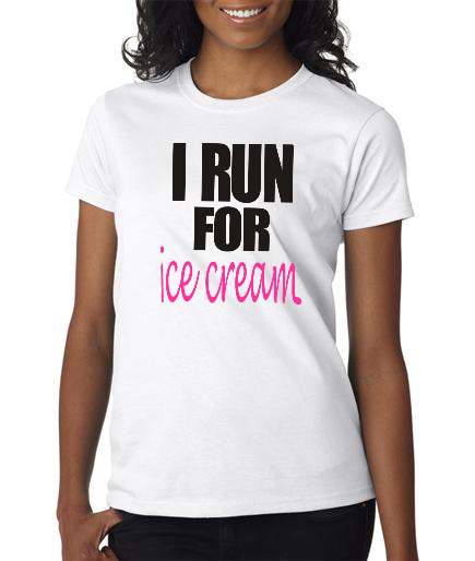 Running - I Run For Ice Cream - Ladies White Short Sleeve Shirt